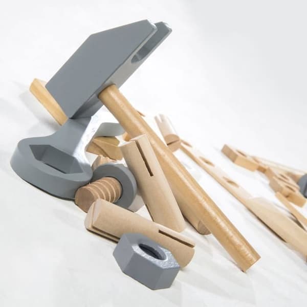 Verktygslåda för barn - ROBA - 22 delar - massivt trä och plywood