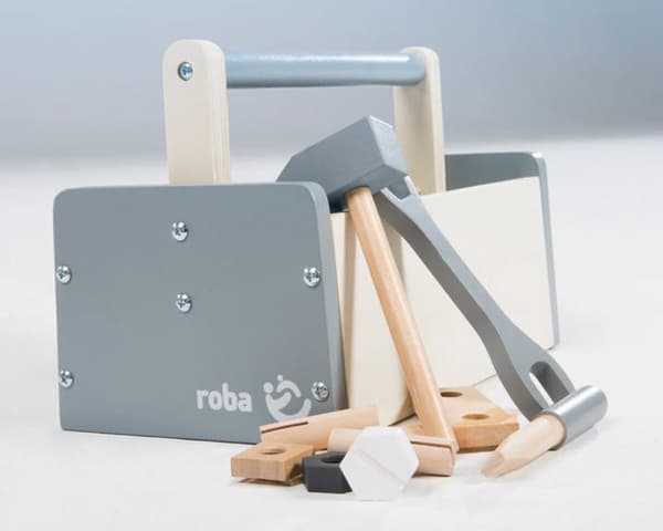 Verktygslåda för barn - ROBA - 22 delar - massivt trä och plywood