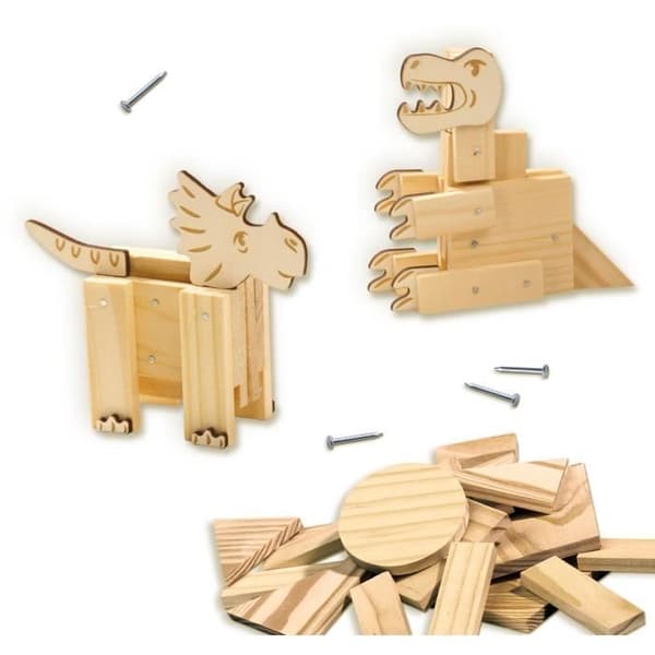 Træbearbejdningssæt - SES CREATIVE - Dinosaurer - Med søm og lim
