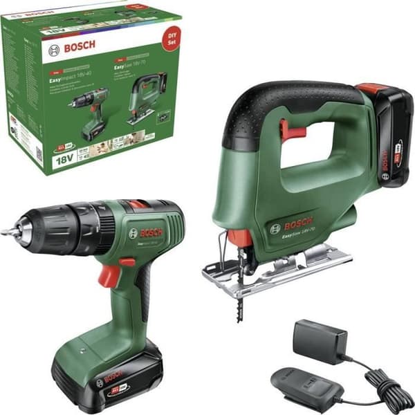 Bosch hem och trädgård EasyImpact 18V-40 + EasySaw 18V-70 verktygssats - Batteri - 2 hastigheter - 13 mm chuck