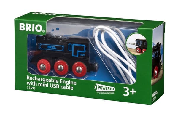 Oppladbart lokomotiv med mini-USB-kabel, BRIO Trejernbane