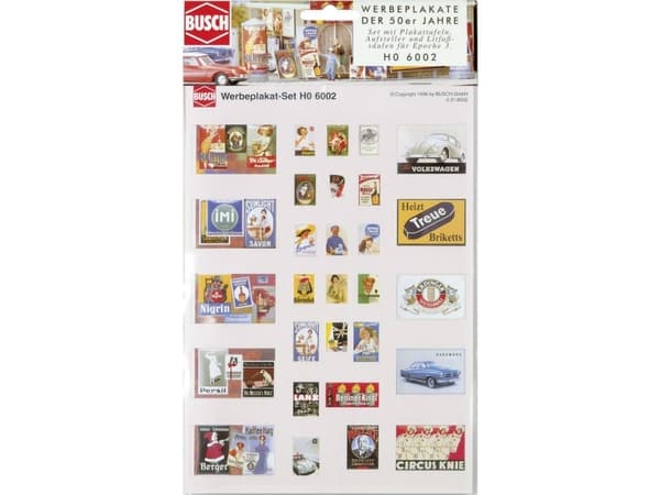 Busch 6002 H0 set med reklamaffischer Byggnadssats