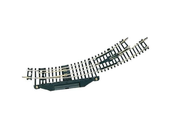 22275 N Fleischmann-skena (utan ballast) Kurvspårväxlare, elektrisk, höger 42° 194,6 mm, 228,2 mm 1 st Svart, Silver