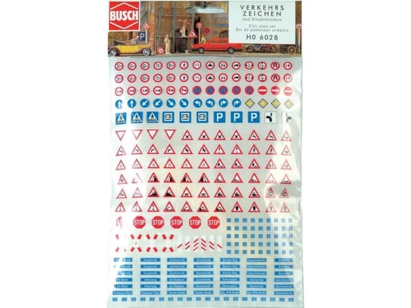Busch 6028 H0 Set trafikljus, gatunamn, husnummer Byggnadsset