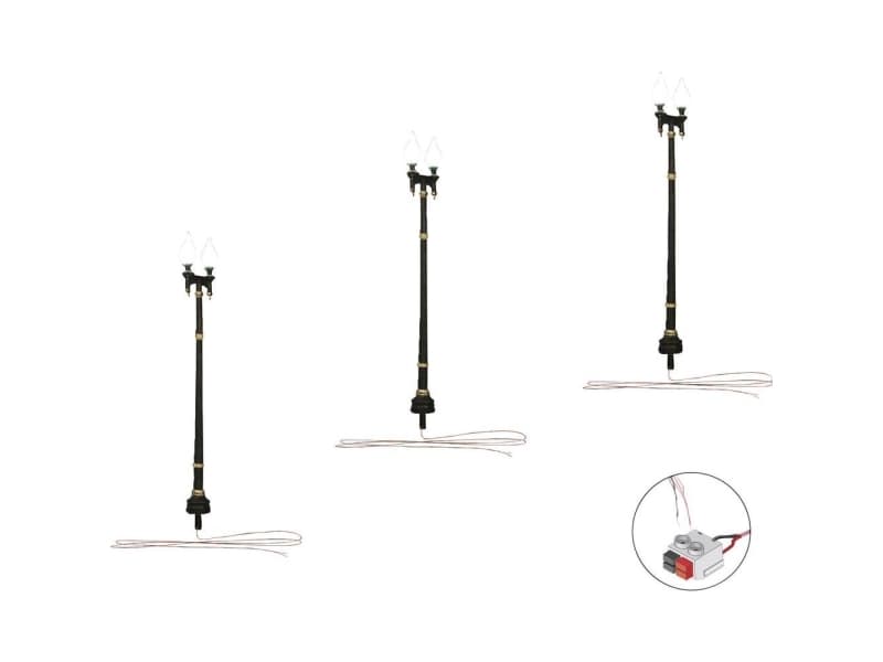 Woodland Scenics N Parkeringslanterne dubbel Færdig model 3 stk