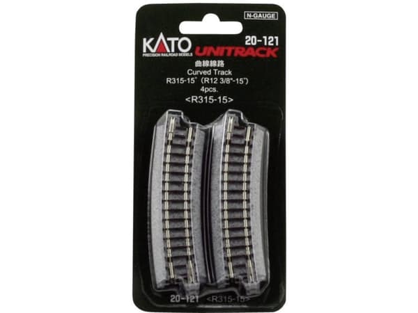 7078108 N Kato Unitrack Böjt spår 15° 718 mm 4 st