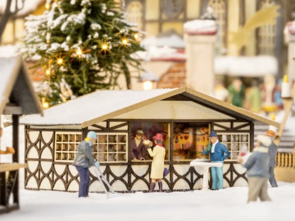 NOCH Christmas Market Stall, HO (1:87), Brun, Vit