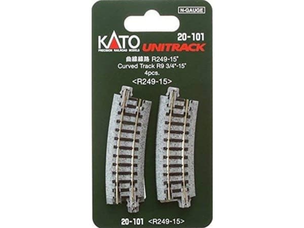 7078110 N Kato Unitrack Böjt spår 15° 249 mm 4 st