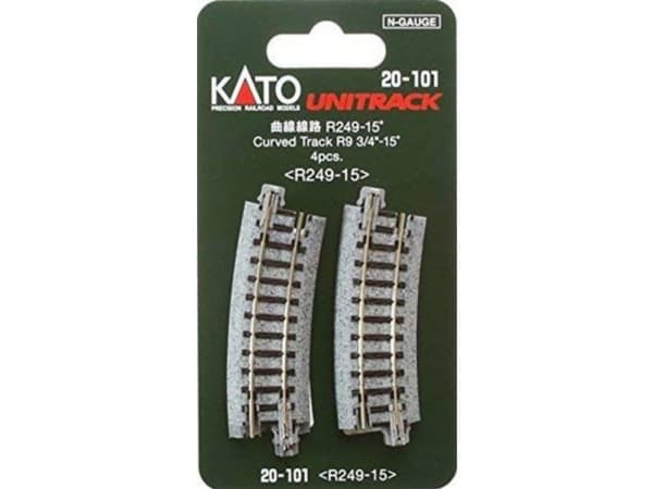 7078110 N Kato Unitrack Böjt spår 15° 249 mm 4 st