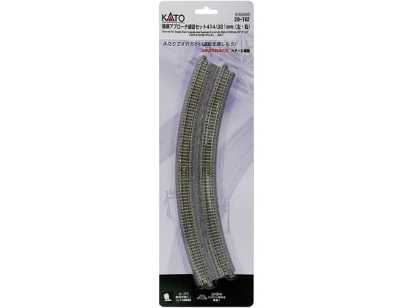 7078115 N Kato Unitrack Dubbelskena, böjt spår 22,5° 381 mm, 414 mm 2 st