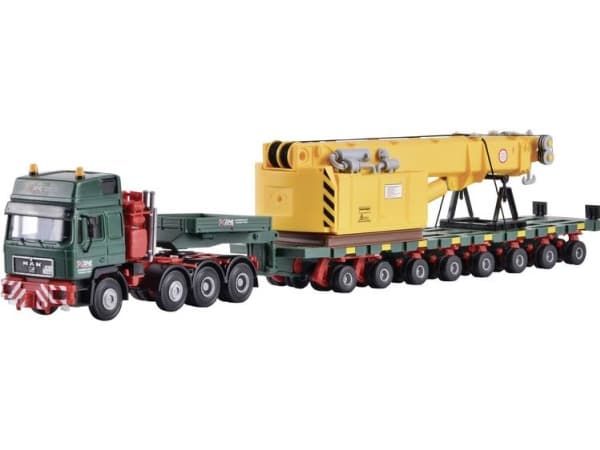 Kibri 13600 H0 Lastbiler model MAN SK med gulvle platformvogn med Skinneran-overdel