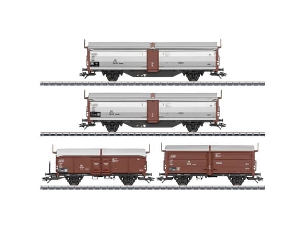 Märklin Type Tbes-t-66 Sliding Roof / Sliding Wall Car Set, HO (1:87), 15 År, Brun