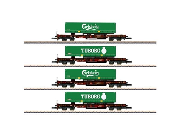 Märklin Deep-Well Flat Car Set, Z (1:220), 15 År, 4 styck