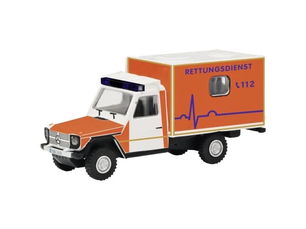 Schuco 452674300 H0 Udrykningskøretøj model Mercedes Benz G rød kryds