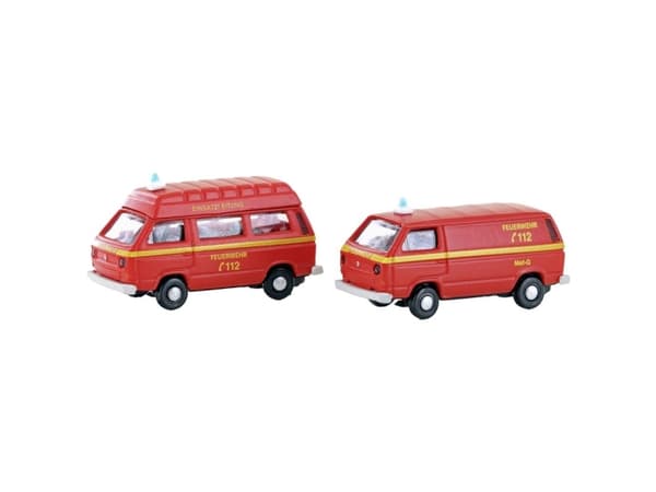 Minis by Lemke LC4342 N Personbil model Volkswagen T3, sæt med 2 stk. brandbil