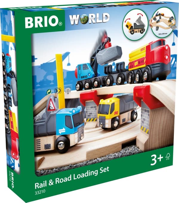 Brio World 33210 - Rail &amp; Road Lastesett for jernbane og vei