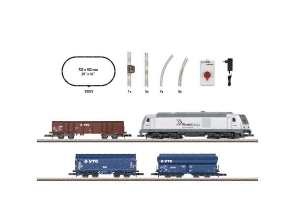 Märklin 81875, Modelljärnväg och -tåg, Monteringssats, Z (1:220), "Modern Freight Service" Starter Set with a Class 285 Diesel Locomotive, Alla, Meta