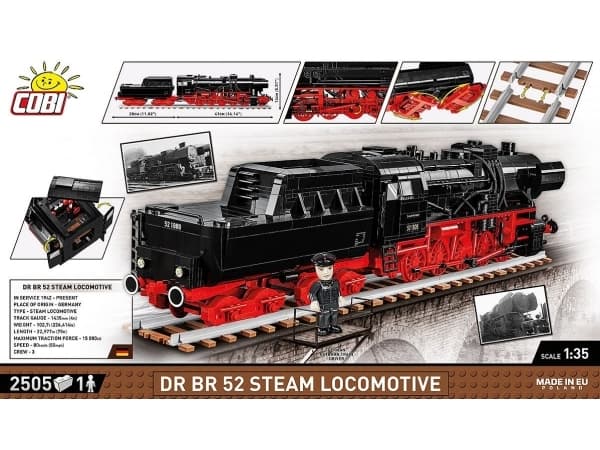 COBI DR BR 52 Steam Locomotive, Byggeklosser, 10 år, 2476 stykker