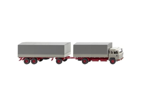 Wiking 045502 H0 Lastbilar modell Magirus 235 D bagagetåg, stengrå