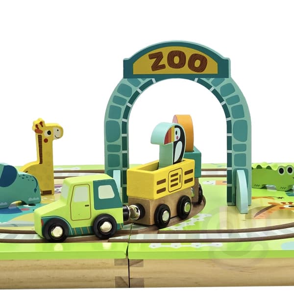 TOOKY TOY Trä Tåg Zoo Tåg Magnetisk Spår I En Resväska