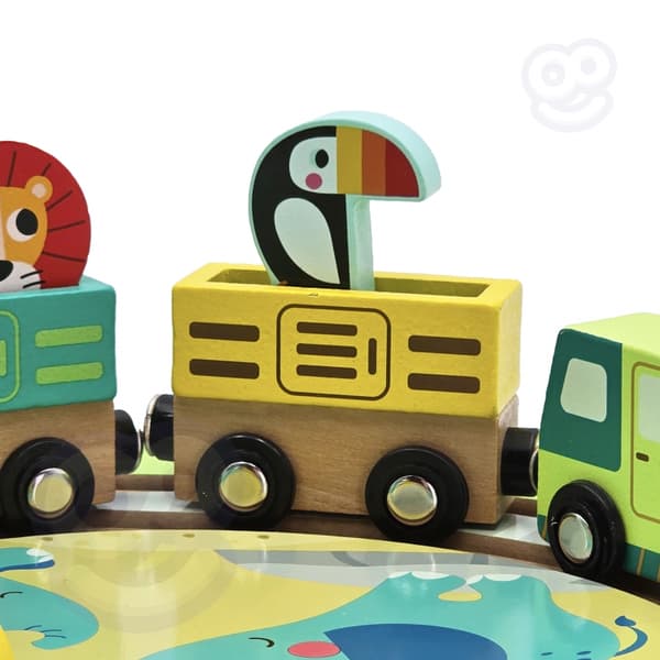 TOOKY TOY Trä Tåg Zoo Tåg Magnetisk Spår I En Resväska
