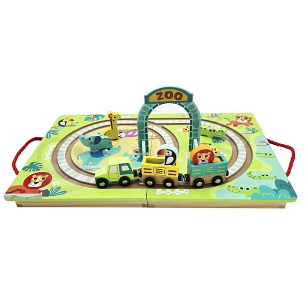 TOOKY TOY Trä Tåg Zoo Tåg Magnetisk Spår I En Resväska