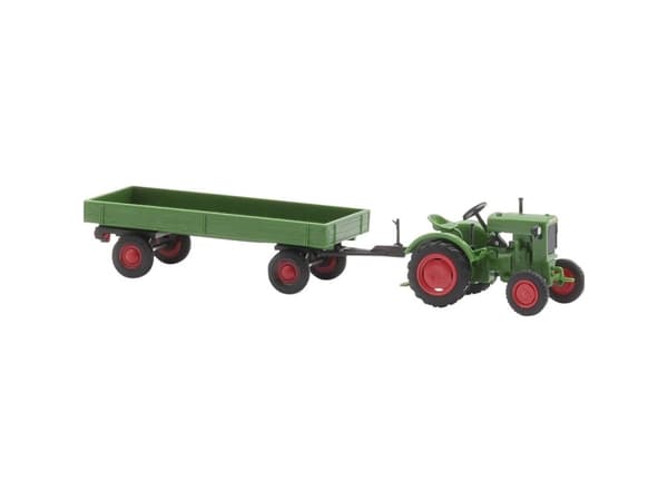 Busch 54102 H0 Landbrug model Deutz F1M 414 med en landbrugsanhænger