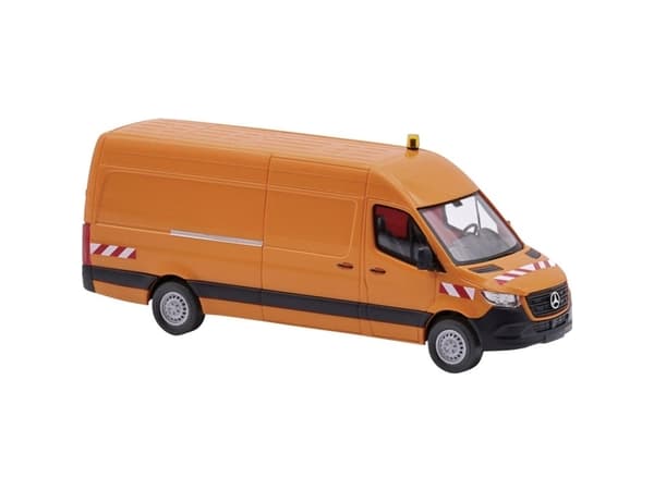 Busch 52636 H0 Personbil model Mercedes Benz Sprinter lang akselafstand, trafiksorange