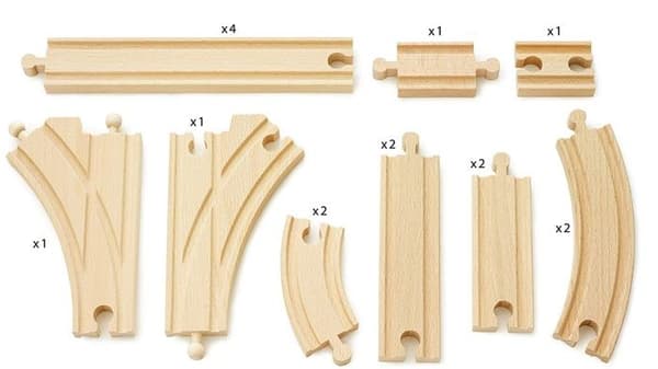 BRIO Evolution Sæt med 16 Skinner - 33402 - Trætogsæt til børn fra 3 år