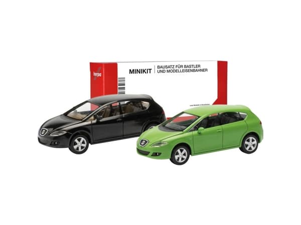 Herpa 013970 H0 Personbil model Seat Leon, sort og grøn