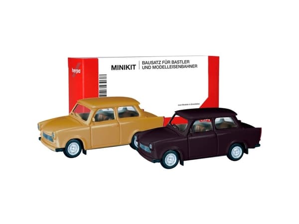 Herpa 013901-002 H0 Personbil model Trabant 601 sedan, samtocker og rallyesort