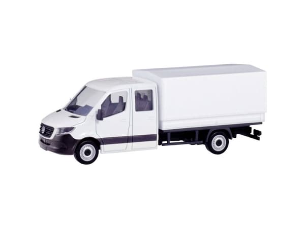 Herpa 013499 H0 Trucks modell Mercedes Benz Sprinter dubbelhytt med lastbil, vit