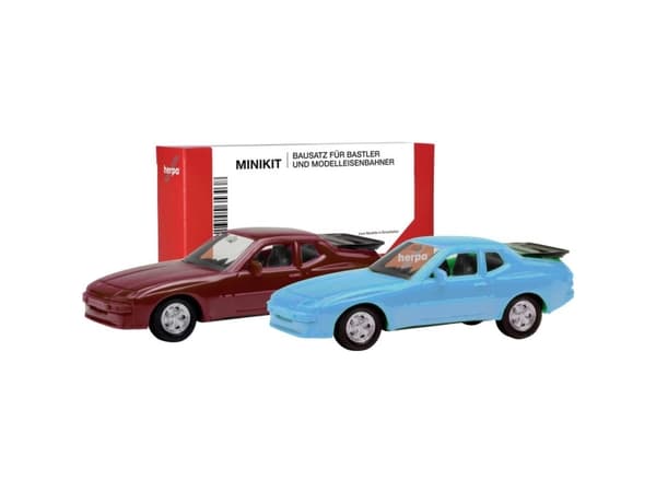 Herpa 012768-004 H0 Personbil model Porsche 944, rød og blå