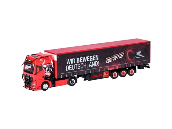 Herpa 318075 H0 Kuorma-autot malli MAN TGX Curtainsider ja Genthner/we move Saksa (Baden-Württemberg/Oberderdingen)