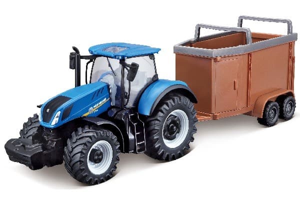 Traktor med släpvagn för boskap N.H. T7.615 10cm blå