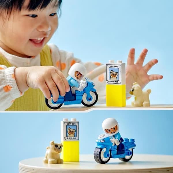 LEGO 10967 DUPLO Polismotorcykeln, leksak för barn från 2 år och uppåt, utvecklar finmotorik