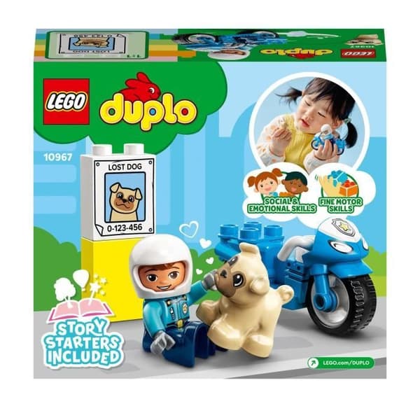 LEGO 10967 DUPLO Polismotorcykeln, leksak för barn från 2 år och uppåt, utvecklar finmotorik