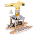 Miniatyrbillede 3 af 9: Mamabrum, mobil havnekran med magnetisk spil og tilbehør - træsæt, mobilkran, lastbil, vogn, trailer, til børn