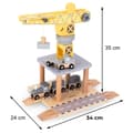 Miniatyrbillede 9 af 9: Mamabrum, mobil havnekran med magnetisk spil og tilbehør - træsæt, mobilkran, lastbil, vogn, trailer, til børn