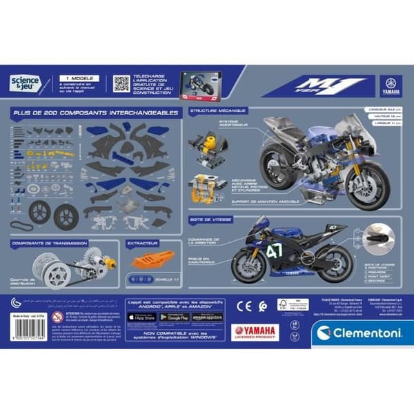 Clementoni - Yamaha M1 byggsats - Applikation tillgänglig - Tillverkad i Italien