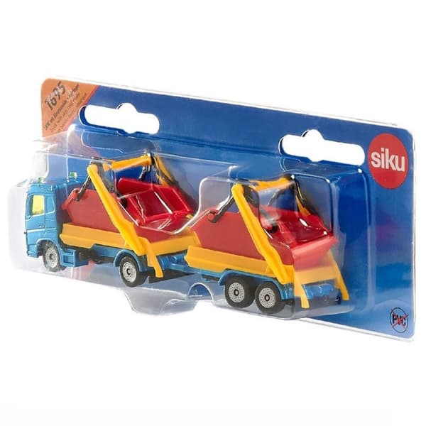 Siku 1695 lastbil + skräpcontainer och släp