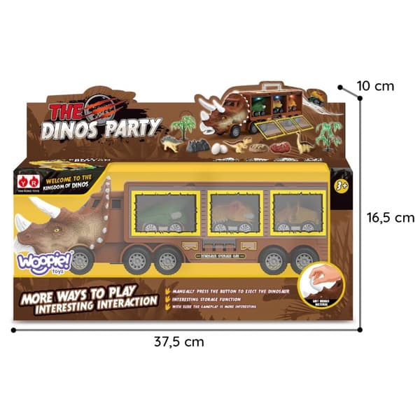 WOOPIE Dinosauriebil med Bärraket och Bilar 15 st.