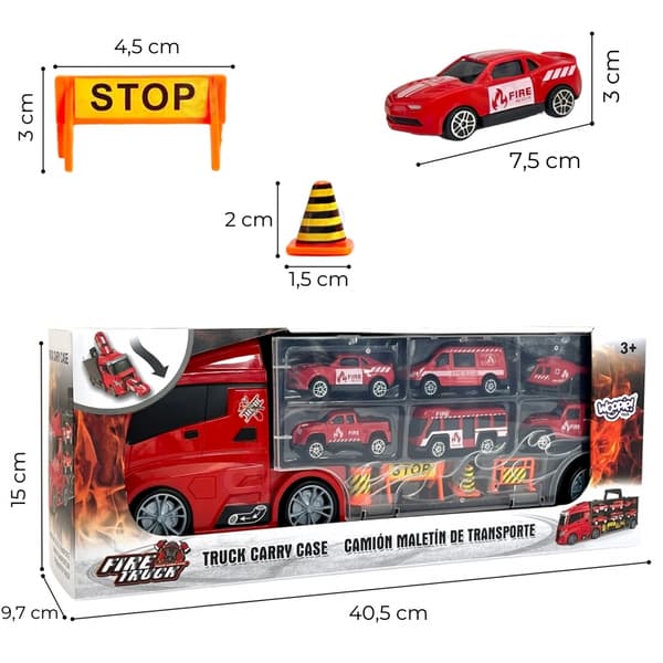 WOOPIE Set Lastbil Transportör 3 i 1 Röd 11 st.