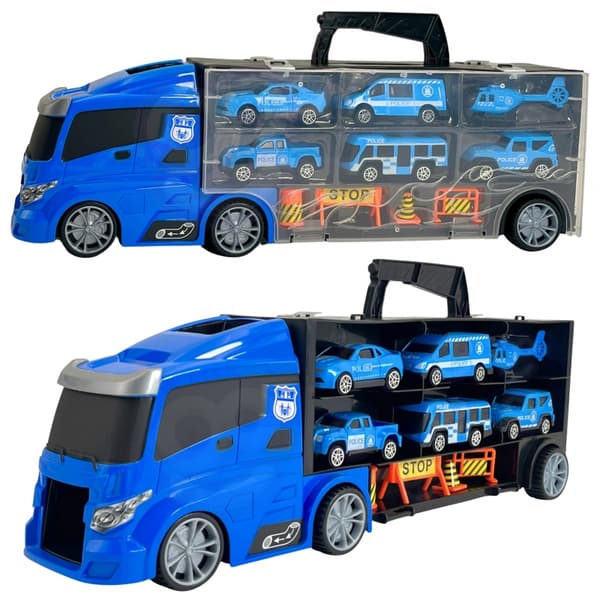 WOOPIE Set Lastbil Transportör 3 i 1 Blå Polisen