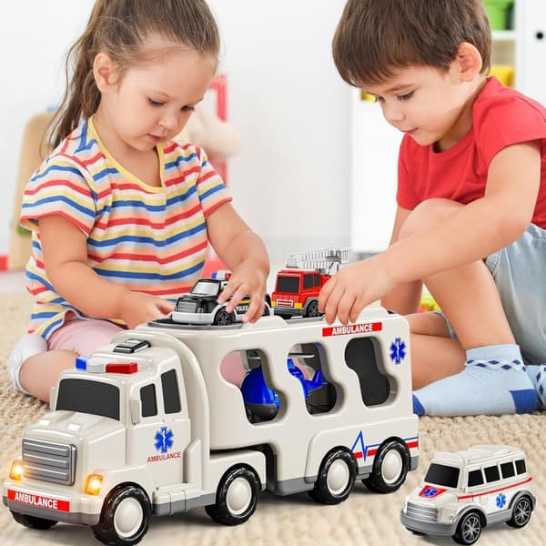 WOOPIE Vägbärgningsbil Set med 5 Bilar - Ambulans