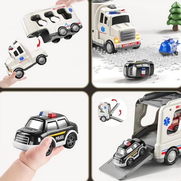 WOOPIE Vägbärgningsbil Set med 5 Bilar - Ambulans