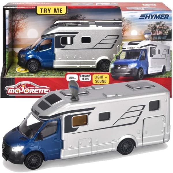 Majorette - Mercedes Campingvogn - 19 cm - Døre der kan åbnes - Lyd og lys