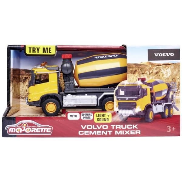 Entreprenørkøretøj - MAJORETTE - Volvo betonblander - 19 cm - Lyde og lys - Blandet