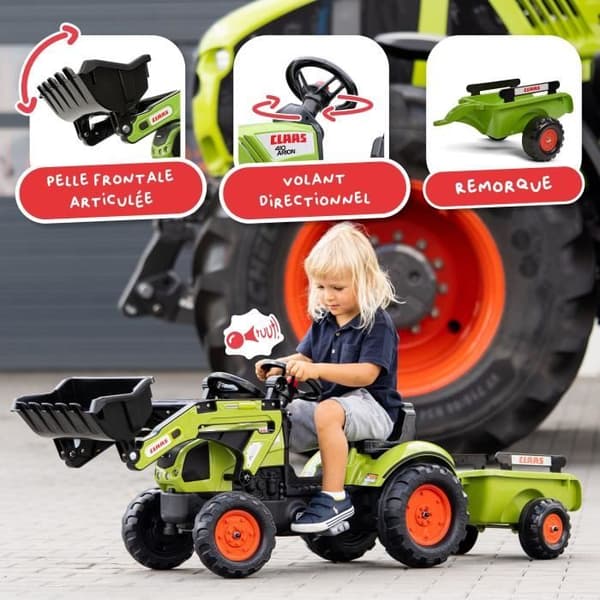 Claas rendegraver med anhænger - FALK - Fra 2 år - 100% fremstillet i Frankrig - 40% genbrugsplast