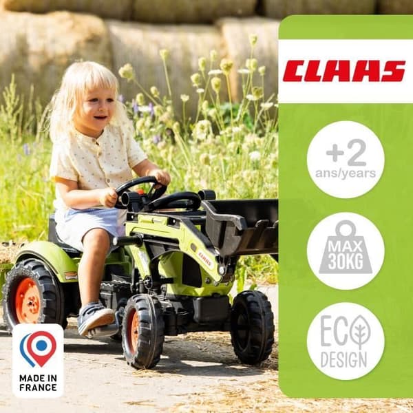 Claas rendegraver med anhænger - FALK - Fra 2 år - 100% fremstillet i Frankrig - 40% genbrugsplast